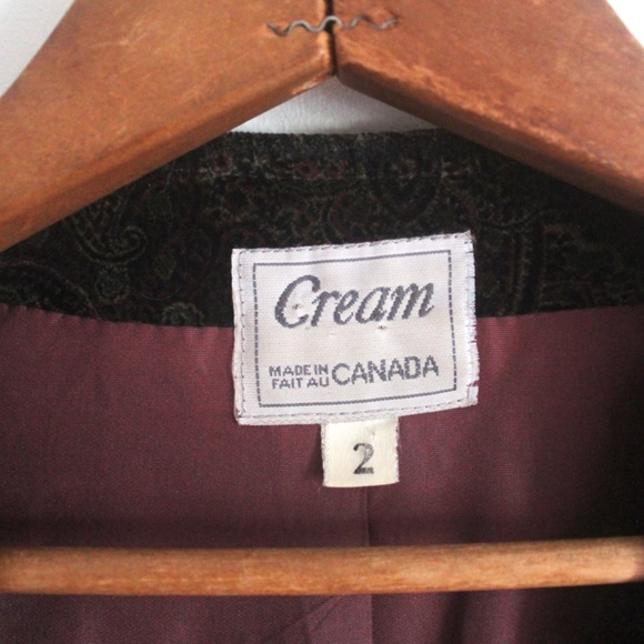 Vintage Cotton Velvet Paisley Vest with Brass Zipper Front and Zippered … - Picture 4 of 8